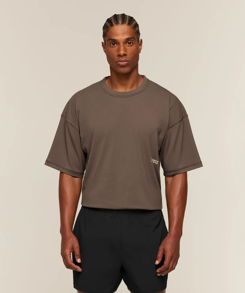 Gymshark Hybrid T-Shirt - Soft Brown