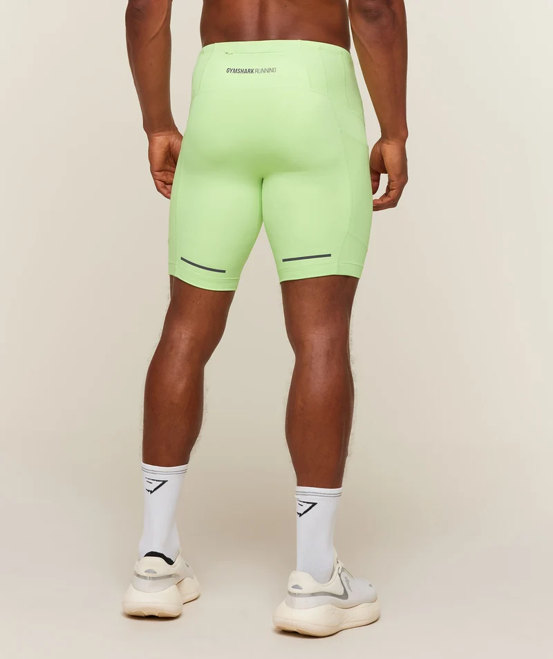 Gymshark Running Elite 7 Pocket Half Tights - Pace Green