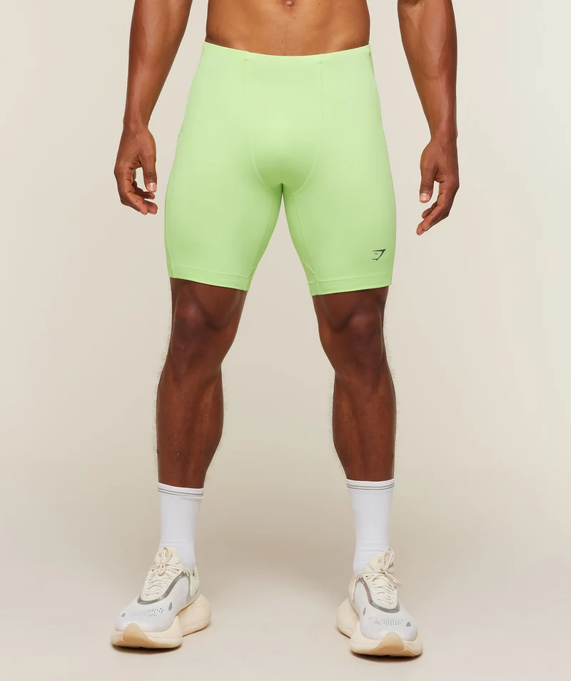 Gymshark Running Elite 7 Pocket Half Tights - Pace Green