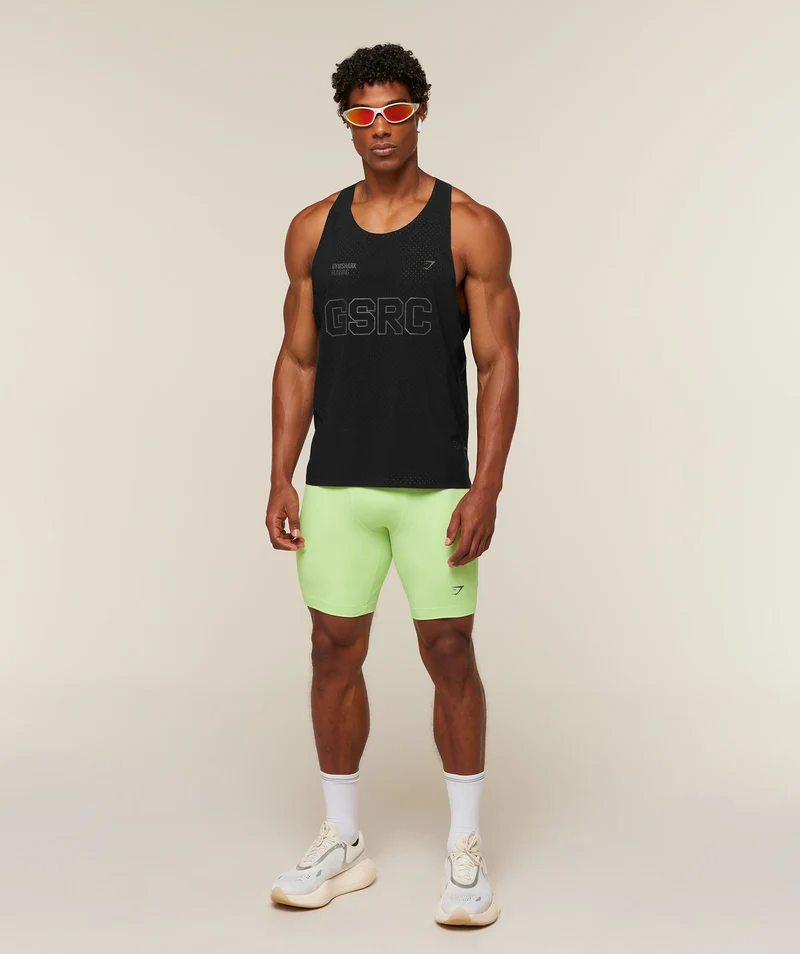 Gymshark Running Elite 7 Pocket Half Tights - Pace Green