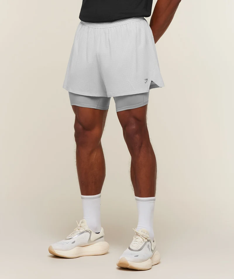 Gymshark Running 4" 2-in-1 Shorts - Light Grey/Smokey Grey