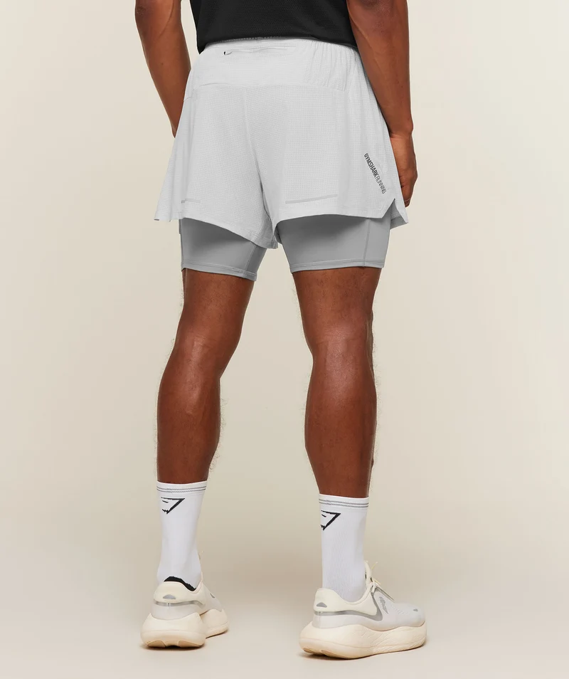 Gymshark Running 4" 2-in-1 Shorts - Light Grey/Smokey Grey