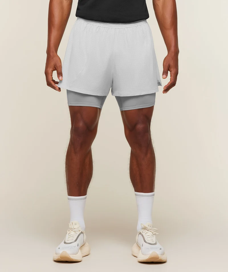 Gymshark Running 4" 2-in-1 Shorts - Light Grey/Smokey Grey