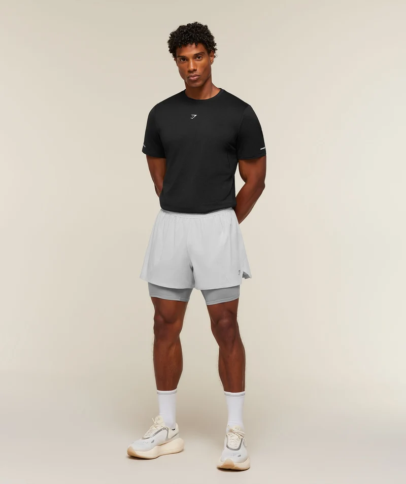 Gymshark Running 4" 2-in-1 Shorts - Light Grey/Smokey Grey