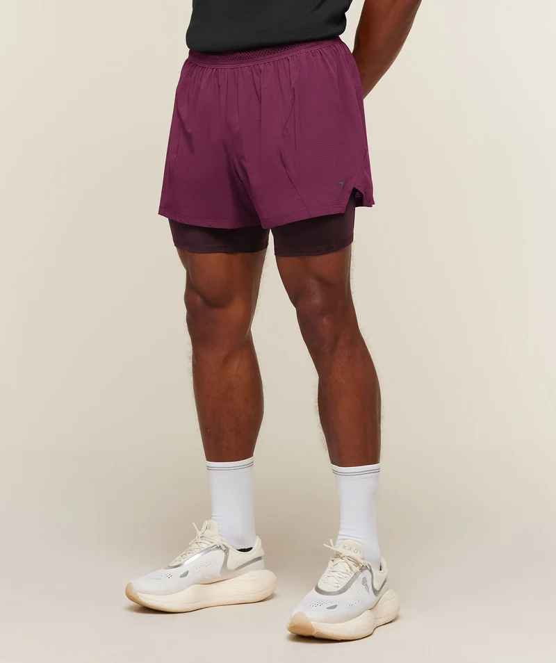 Gymshark Running 4" 2-in-1 Shorts - Strength Pink/Cherry Purple