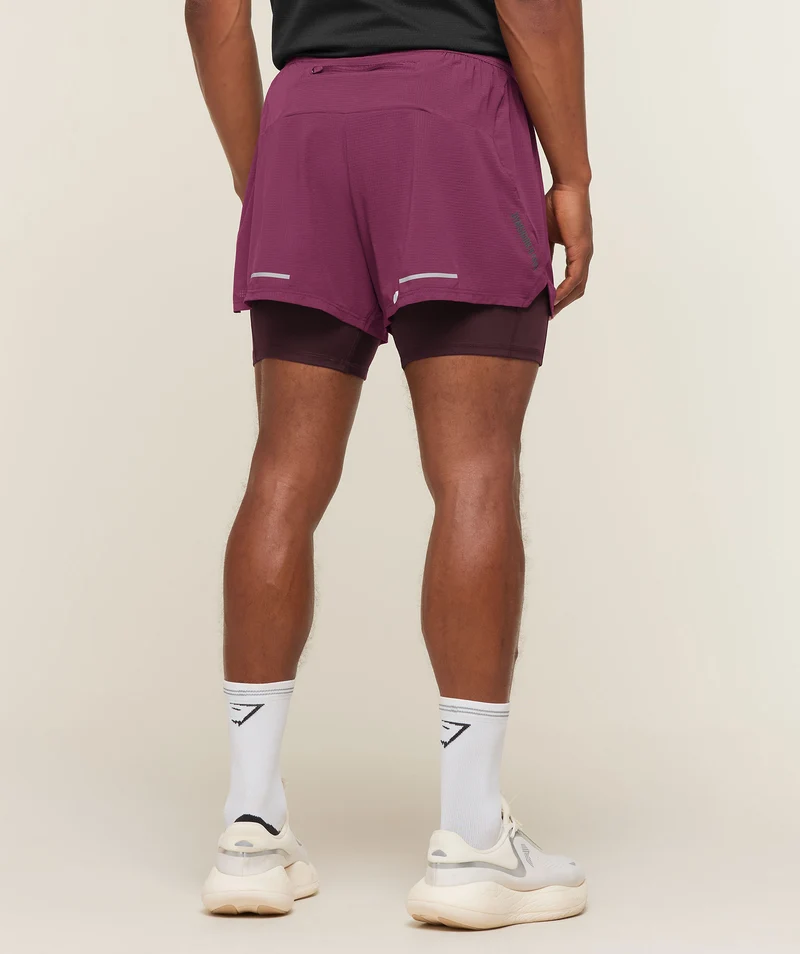 Gymshark Running 4" 2-in-1 Shorts - Strength Pink/Cherry Purple