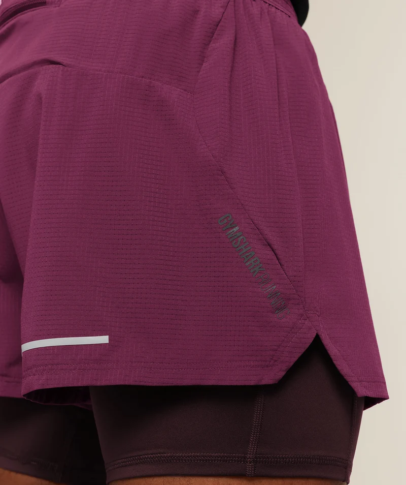 Gymshark Running 4" 2-in-1 Shorts - Strength Pink/Cherry Purple