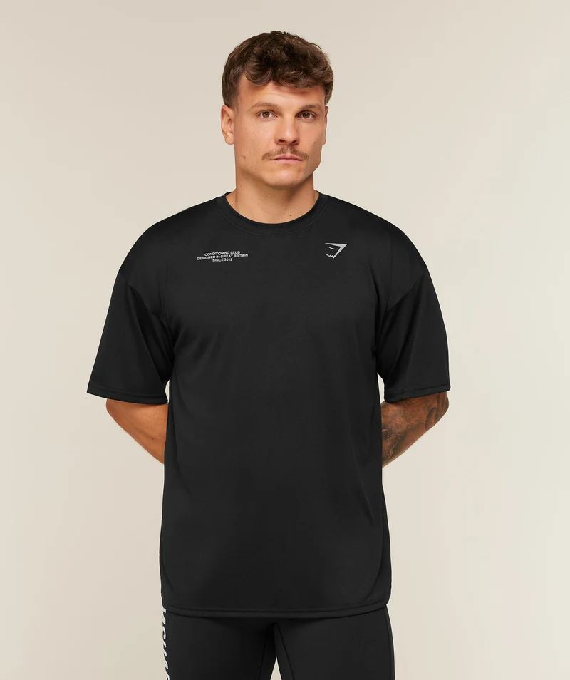 Gymshark Conditioning Club Oversized T-Shirt - Black/Silver Reflective