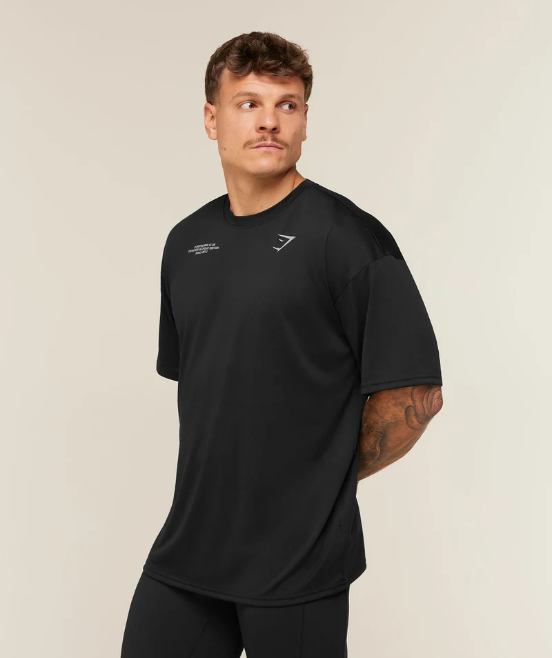 Gymshark Conditioning Club Oversized T-Shirt - Black/Silver Reflective