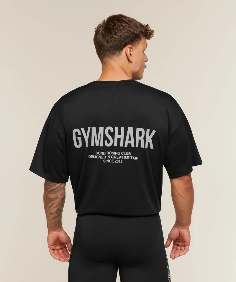Gymshark Conditioning Club Oversized T-Shirt - Black/Silver Reflective
