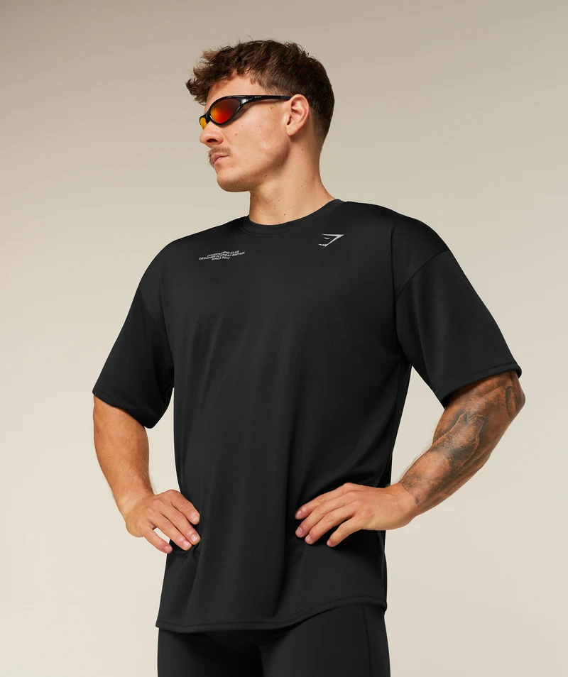 Gymshark Conditioning Club Oversized T-Shirt - Black/Silver Reflective