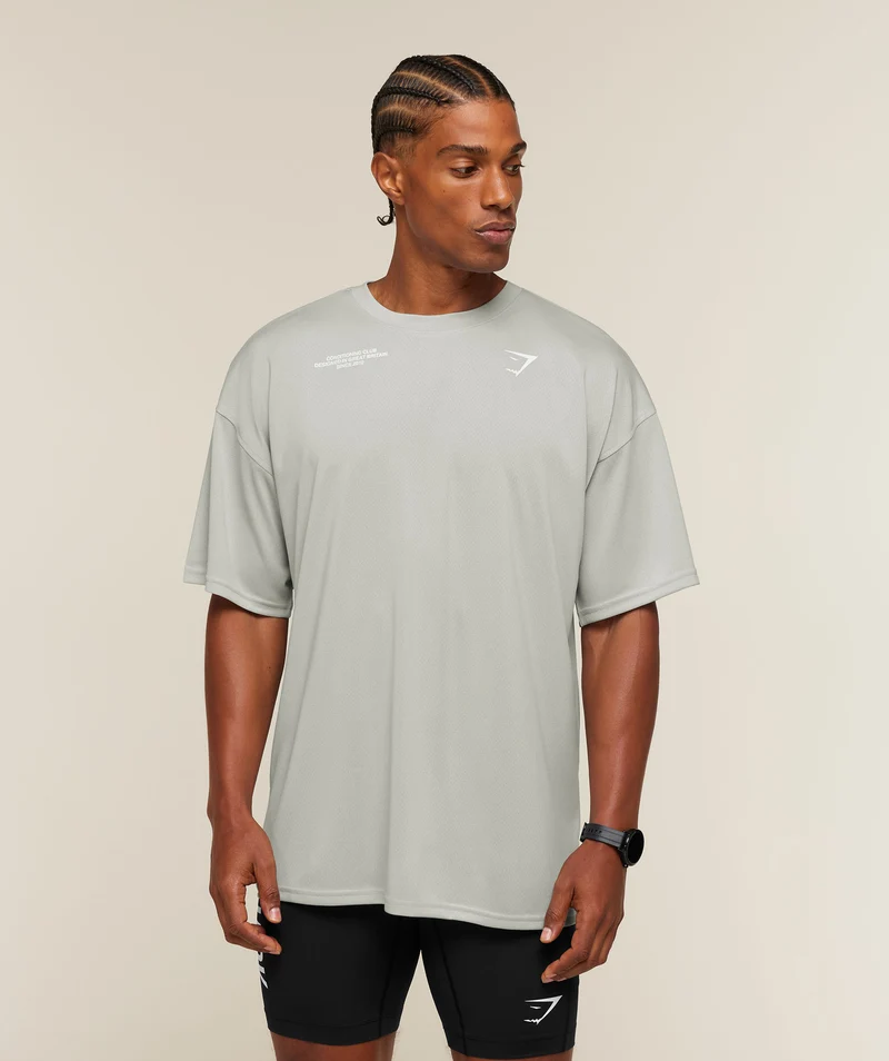 Gymshark Conditioning Club Oversized T-Shirt - Light Grey/White
