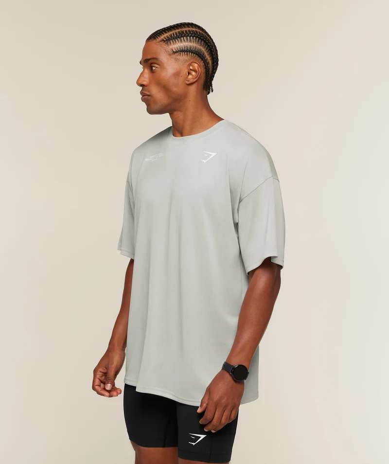 Gymshark Conditioning Club Oversized T-Shirt - Light Grey/White