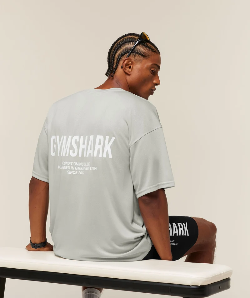 Gymshark Conditioning Club Oversized T-Shirt - Light Grey/White