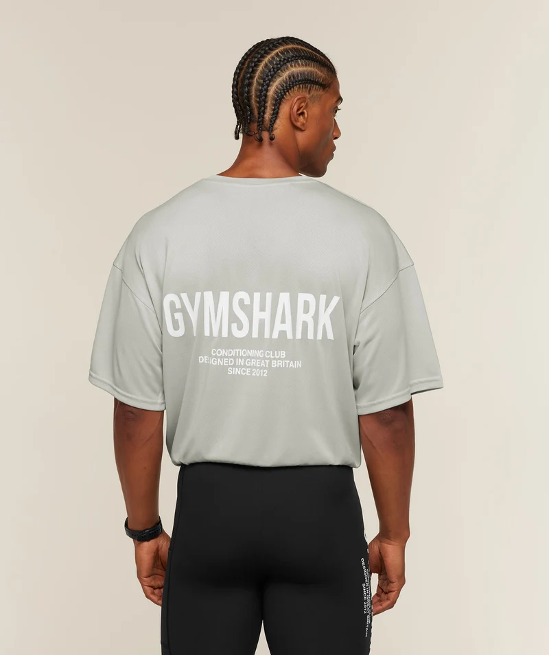 Gymshark Conditioning Club Oversized T-Shirt - Light Grey/White