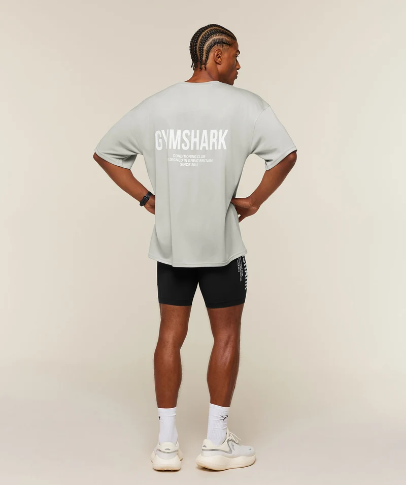Gymshark Conditioning Club Oversized T-Shirt - Light Grey/White