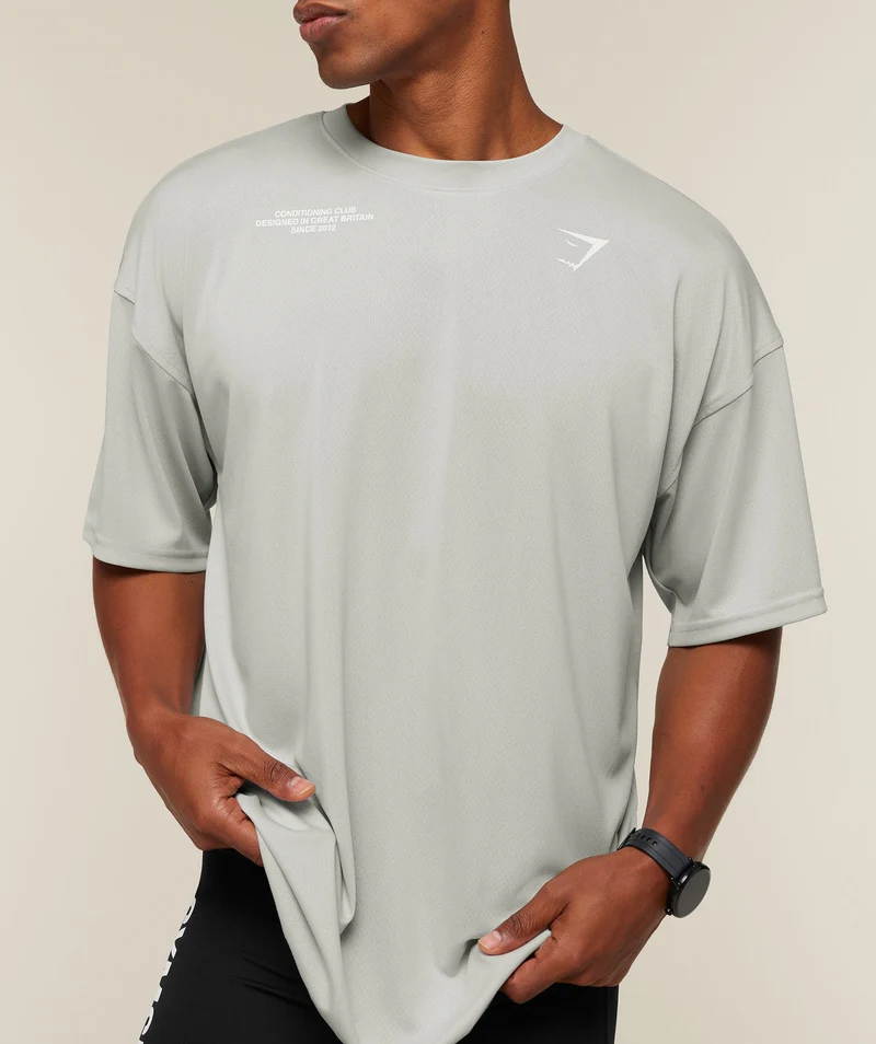Gymshark Conditioning Club Oversized T-Shirt - Light Grey/White