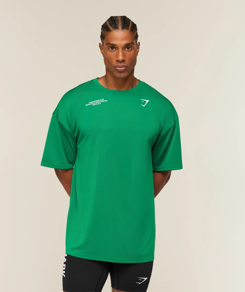 Gymshark Conditioning Club Oversized T-Shirt - Track Green/White