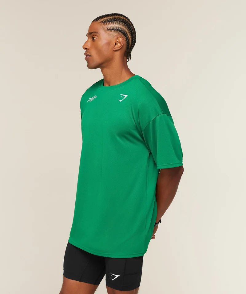 Gymshark Conditioning Club Oversized T-Shirt - Track Green/White