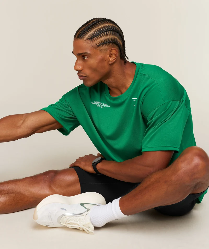 Gymshark Conditioning Club Oversized T-Shirt - Track Green/White