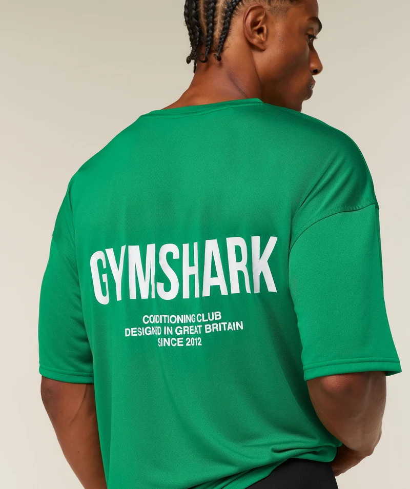 Gymshark Conditioning Club Oversized T-Shirt - Track Green/White