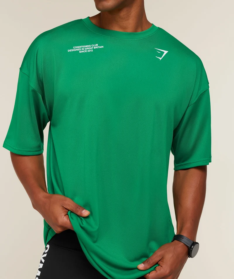 Gymshark Conditioning Club Oversized T-Shirt - Track Green/White