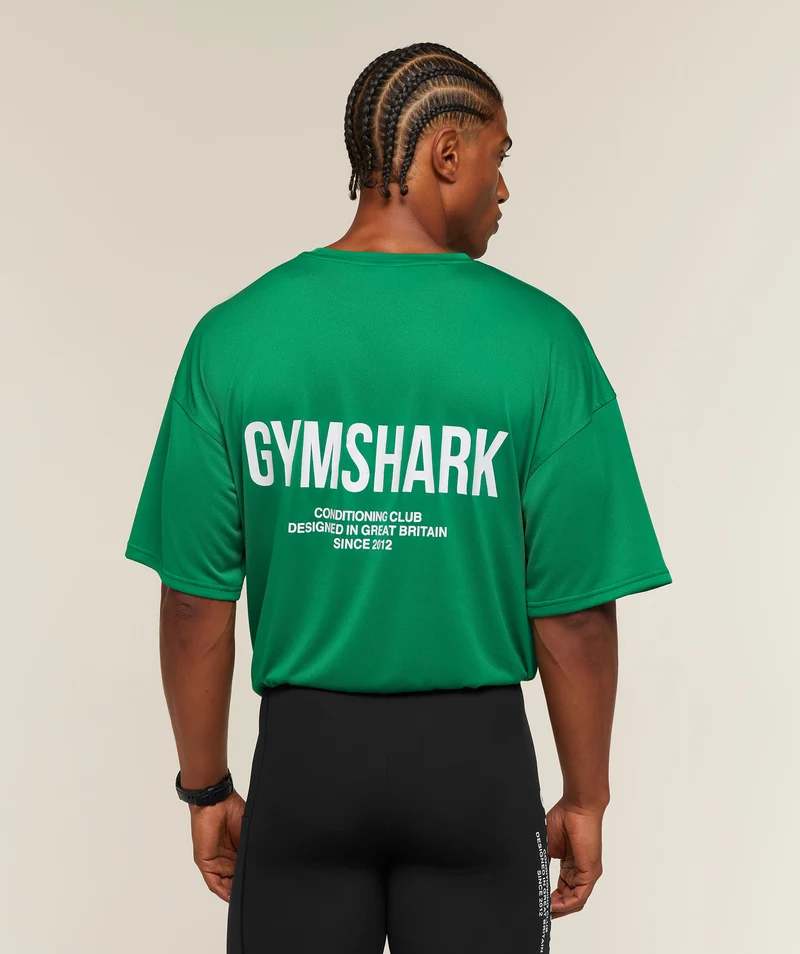 Gymshark Conditioning Club Oversized T-Shirt - Track Green/White