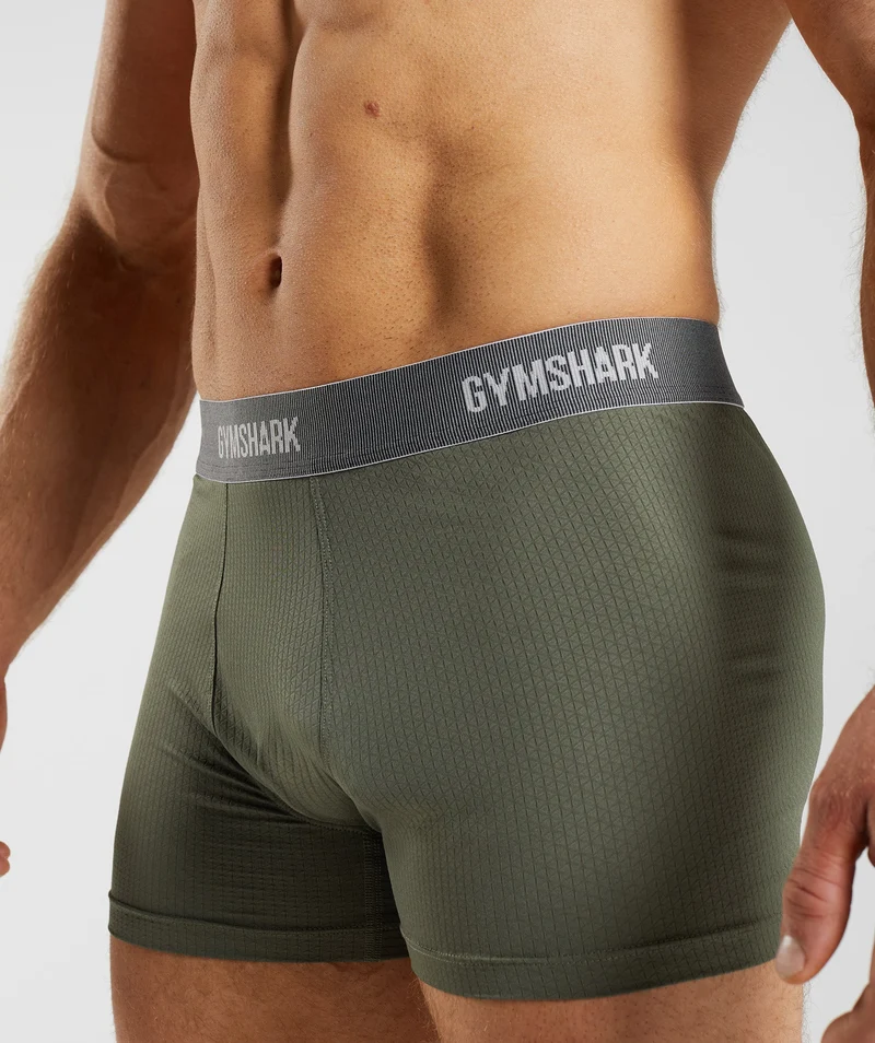 Gymshark Sports Tech Boxer 2PK - Black/Core Olive