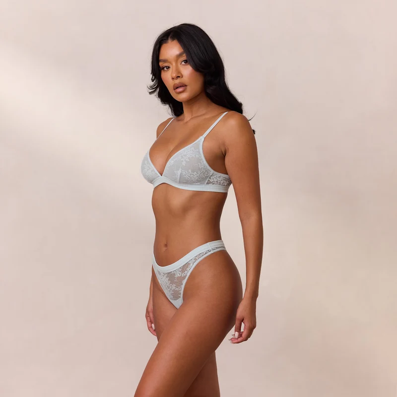 Lace Triangle Bralette - Blau