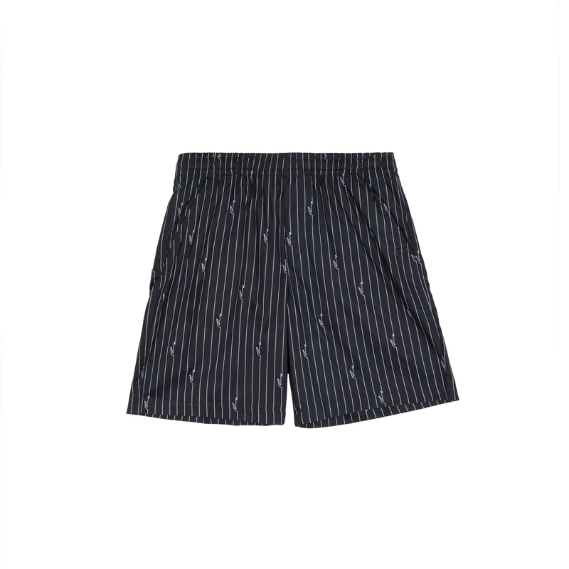 Lacoste Crocodile Print Stripe Cotton Shorts