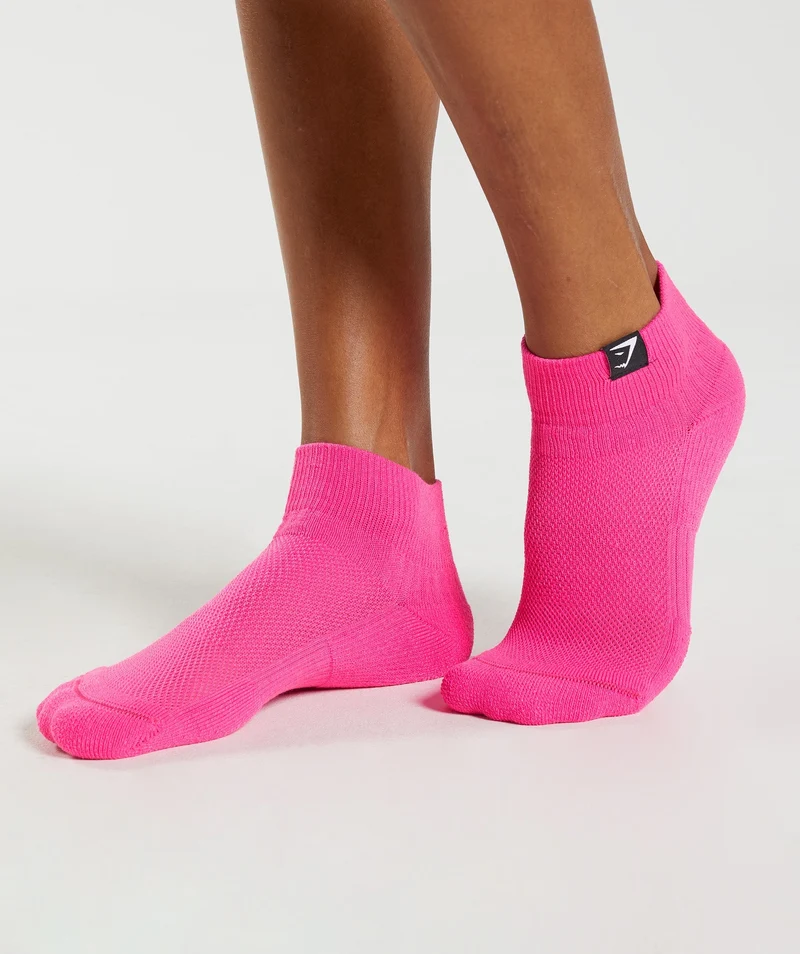 Gymshark Quarter Socks 3pk - Kiwi Green/Sweet Pink/Fluo Fuchsia