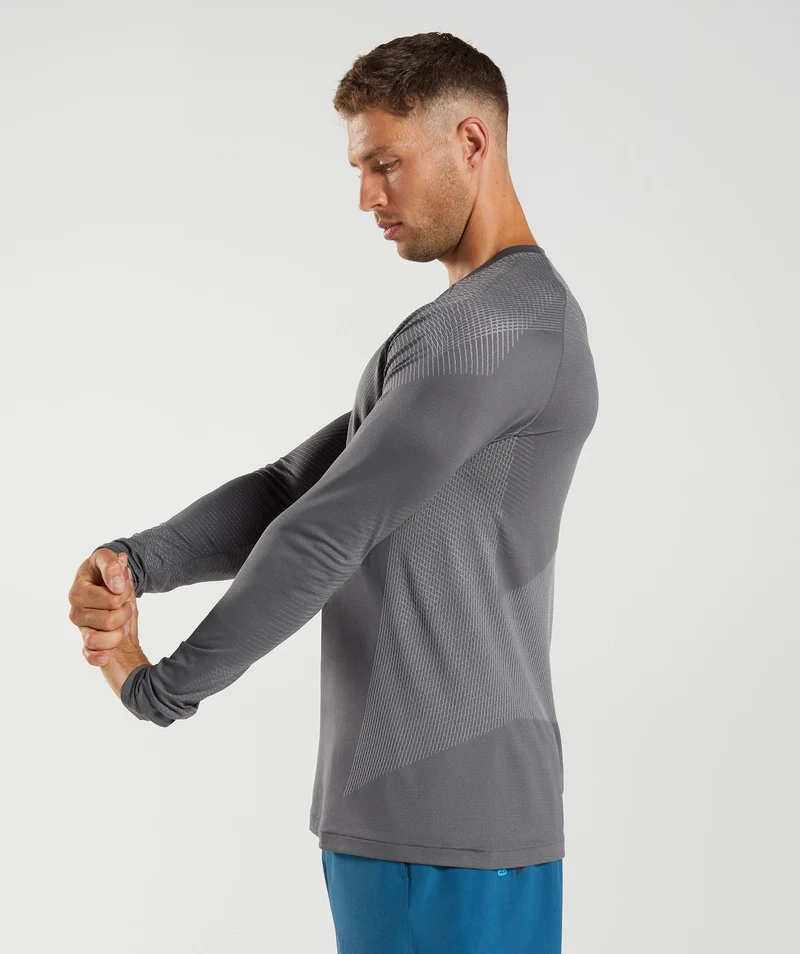 Gymshark Apex Seamless Long Sleeve T-shirt - Silhouette Grey/Smokey Grey