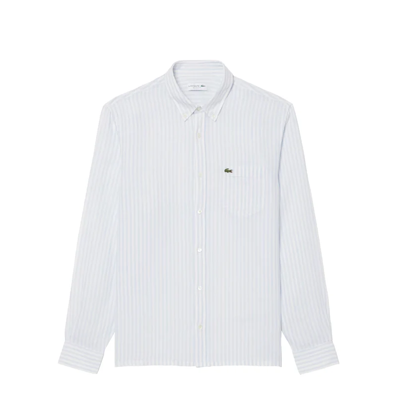 Lacoste Regular Fit Striped Linen Shirt