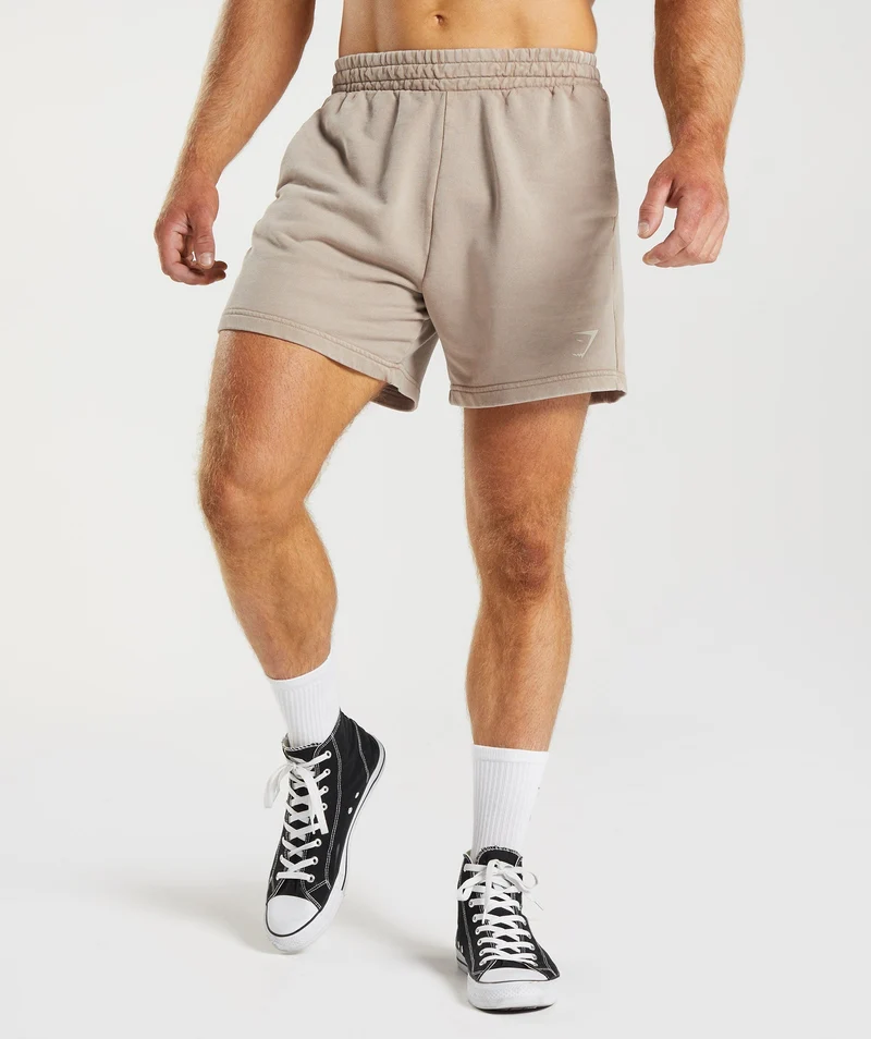 Gymshark Power Washed 5" Shorts - Cement Brown