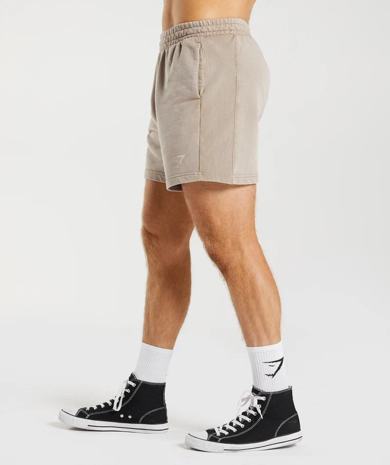 Gymshark Power Washed 5" Shorts - Cement Brown