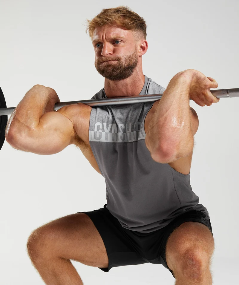 Gymshark Bold React Drop Arm Tank - Coin Grey