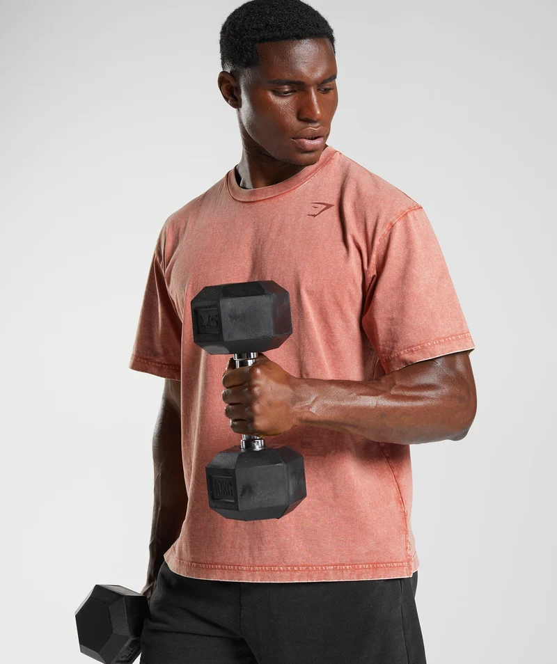 Gymshark Power Washed T-Shirt - Brown