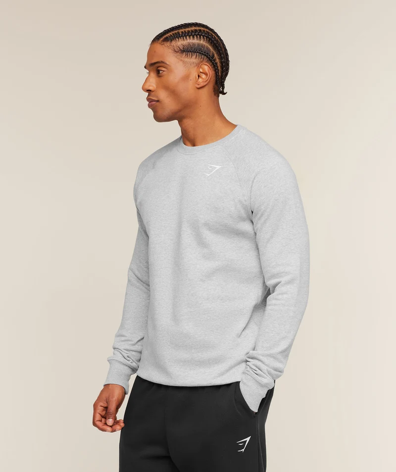 Gymshark Crest Crew - Light Grey Marl