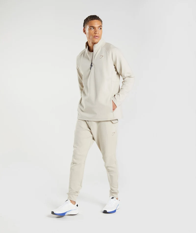 Gymshark Rest Day Knit 1/4 Zip - Pebble Grey