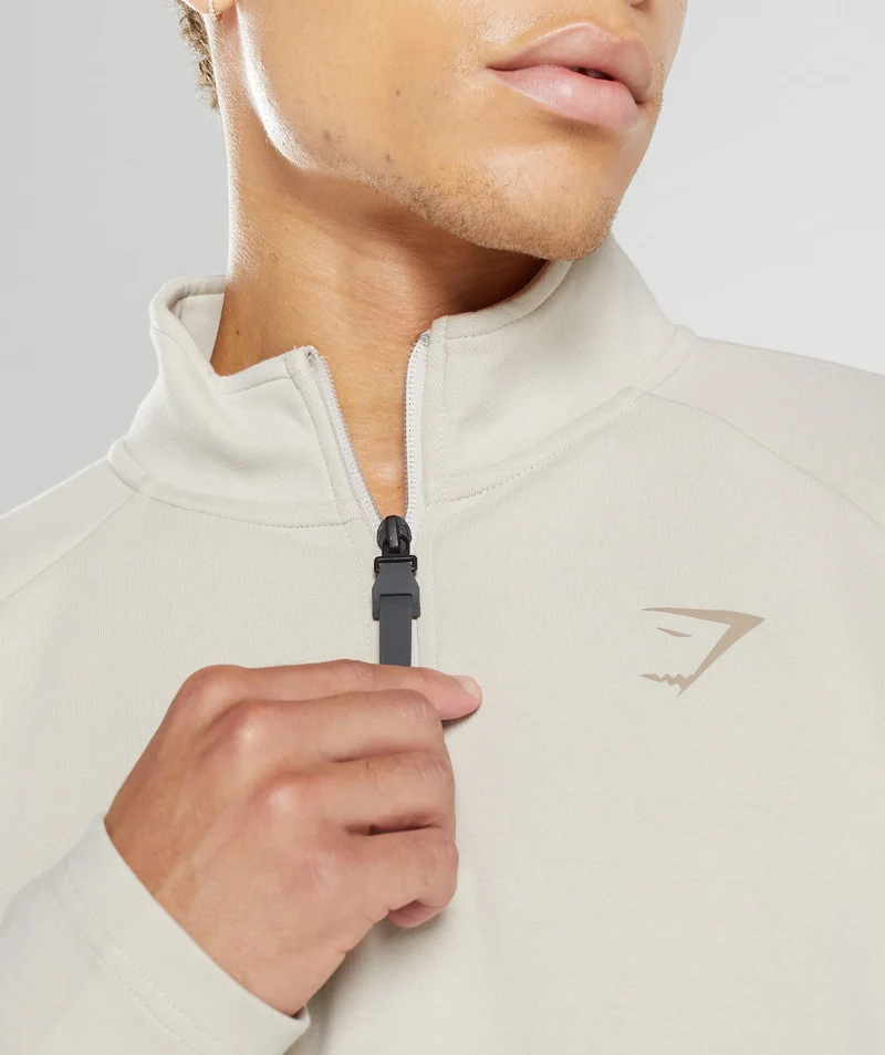 Gymshark Rest Day Knit 1/4 Zip - Pebble Grey