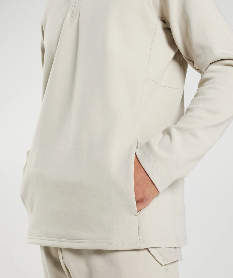 Gymshark Rest Day Knit 1/4 Zip - Pebble Grey