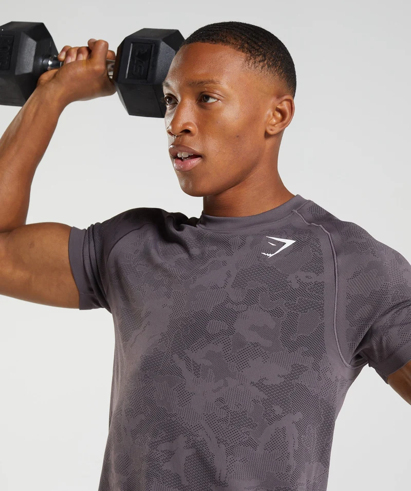 Gymshark Geo Seamless T-Shirt - Musk Lilac/Black