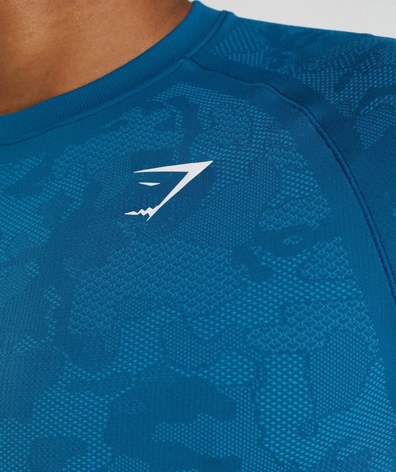 Gymshark Geo Seamless T-Shirt - Atlantic Blue/Shark Blue