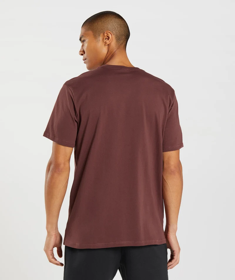 Gymshark Sharkhead Short Sleeve T-Shirt - Cherry Brown