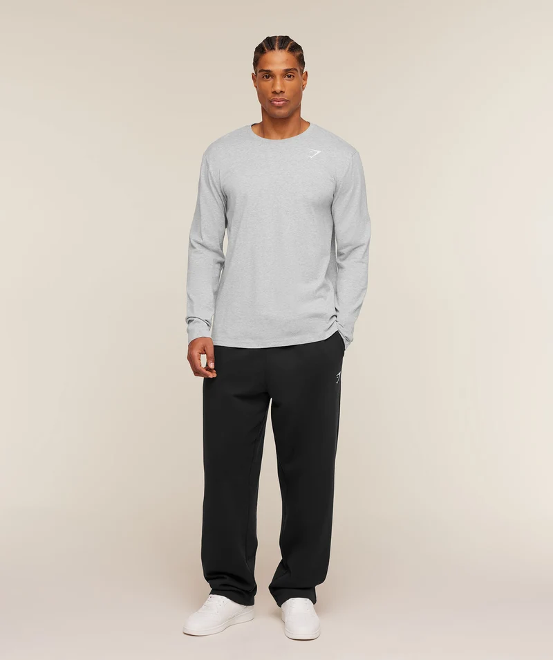 Gymshark Crest Long Sleeve T-Shirt - Light Grey Marl