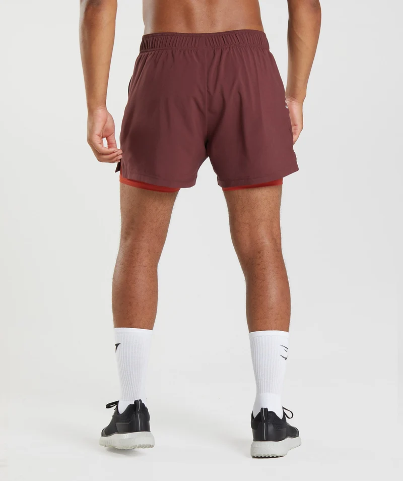 Gymshark Sport 5" 2-in-1 Shorts - Baked Maroon/Salsa Red