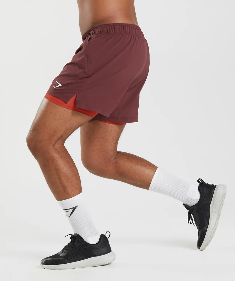 Gymshark Sport 5" 2-in-1 Shorts - Baked Maroon/Salsa Red