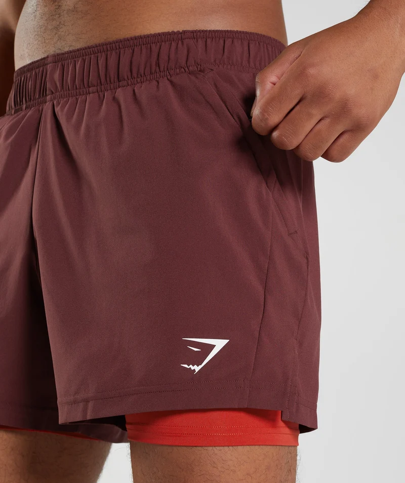 Gymshark Sport 5" 2-in-1 Shorts - Baked Maroon/Salsa Red