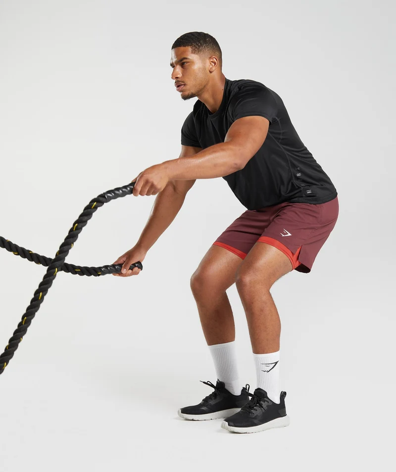 Gymshark Sport 7" 2-in-1 Shorts - Baked Maroon/Salsa Red
