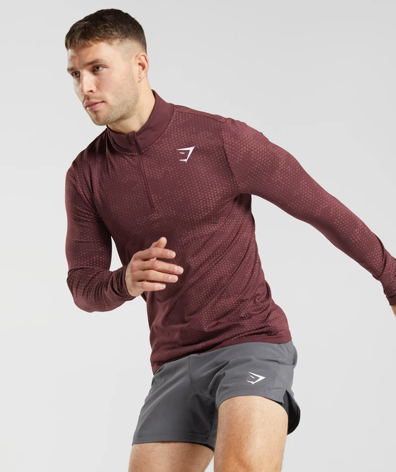 Gymshark Sport Seamless 1/4 Zip - Baked Maroon/Rosewood Red